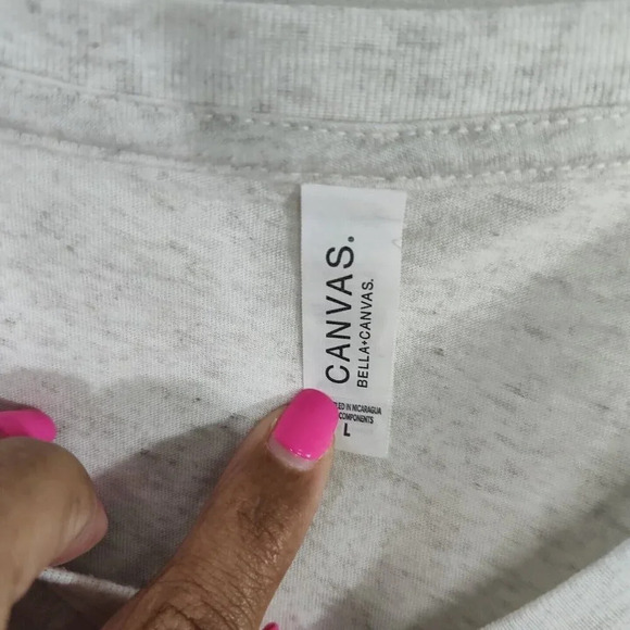 Bella Canvas Heather Cream Gray V-neck Basic T-Shirt Women Size L Short Sleeve - Picture 4 of 5
